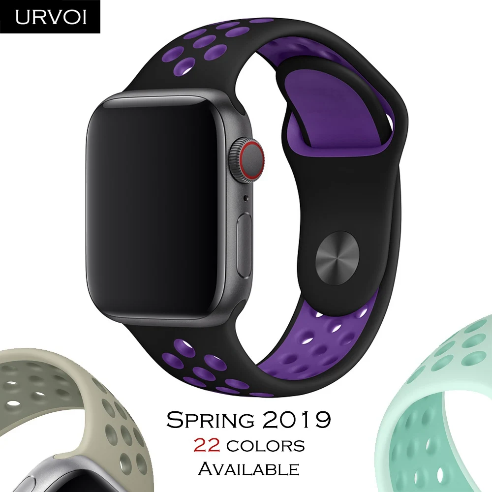 

URVOI Sport band for Apple Watch Nike+ series 4/3/2/1 strap for iwatch silicone band breathable Spring 2019 new colors
