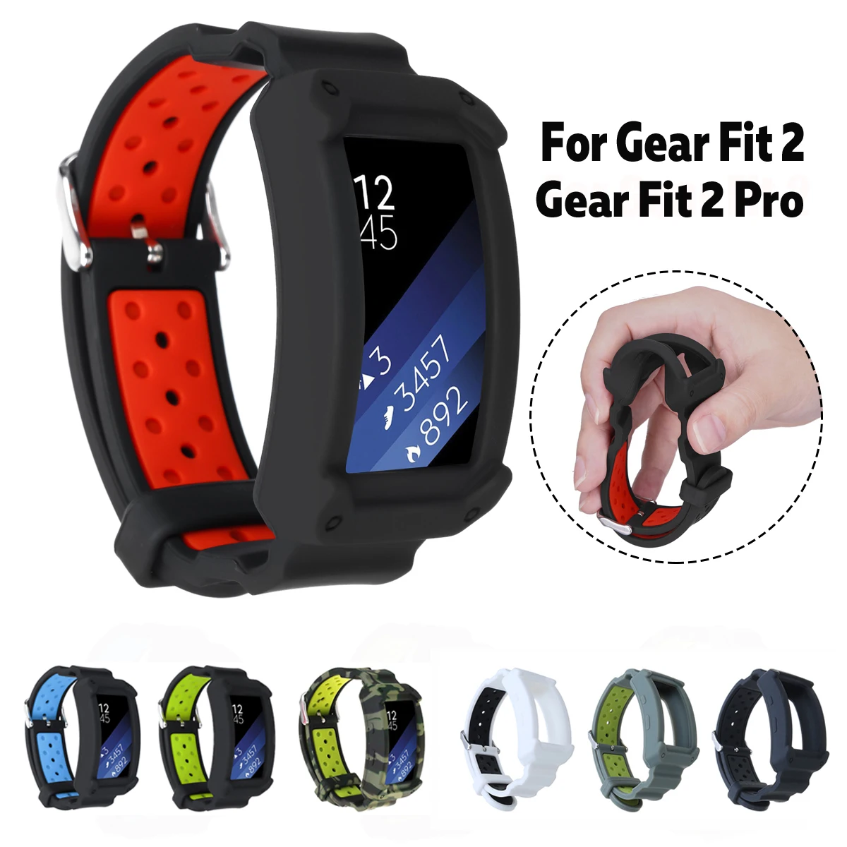  Adjustable Smart Watch Wrist Watch Bands Belt Protective Frame Strap for Samsung Gear Fit2/Gear Fit - 32907906123