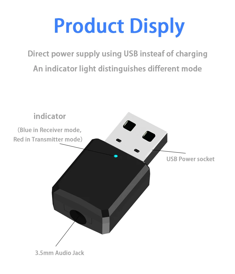 Новейший мини 2в1 Bluetooth 5,0 передатчик приемник 3,5 мм AUX USB беспроводной стерео аудио адаптер для домашнего ТВ MP3/4 PC автомобиля