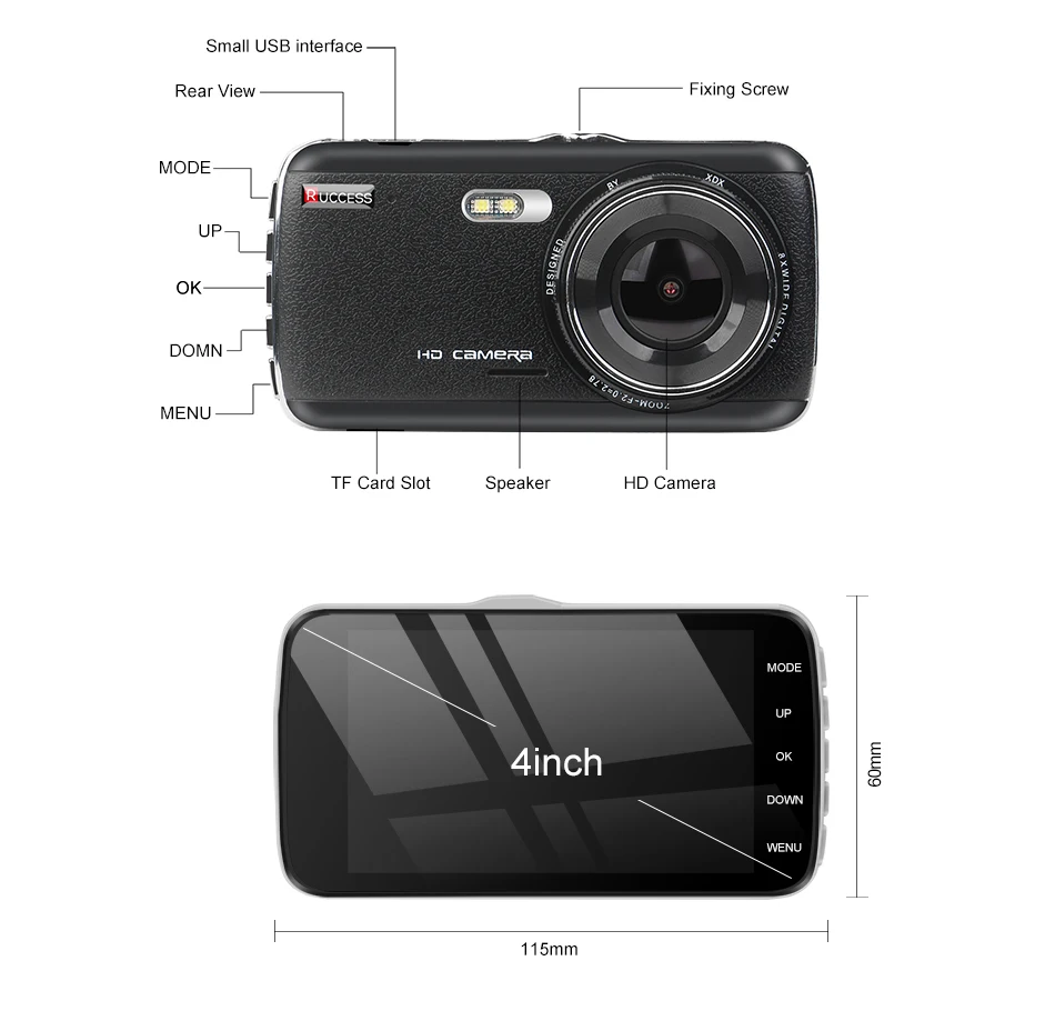 Ruccess DVR 4 Inch IPS Car DVR Dual Lens Camera Full HD 1080p Dash Camera with ADASFCWS Video Recorder Night Vision Dash Cam (35)