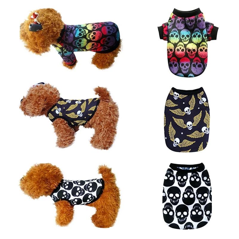 

2019 Cute Skull Printed Coats Jackets Outerwear For Small Dogs Cats Pet Supplies Sweater Warm Clothes Winter Outfit Colorful