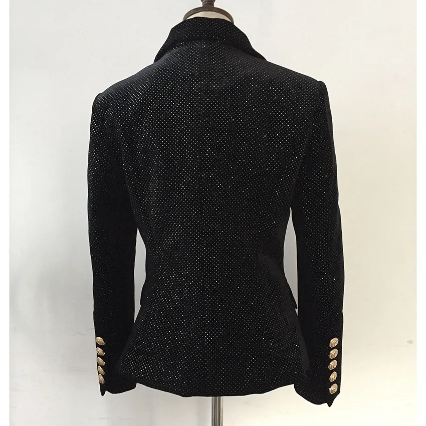 Métal Travail En Argent 2019 Noir Shimmer Designer Femmes De Blazer D'affaires Ol Lion Costumes Vêtements Boutons Manteau Date Velours Veste 1FTw8
