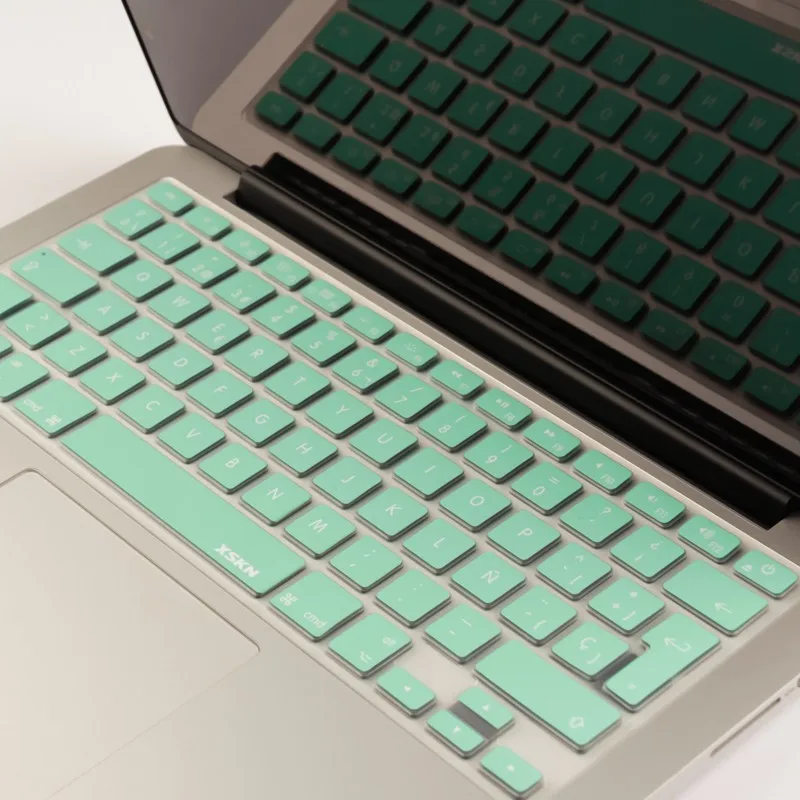 XSKN мятно зеленый испанский/английские буквы силиконовые покрытие для клавиатуры для Macbook Air Pro 13/15, беспроводная клавиатура, ЕС макет