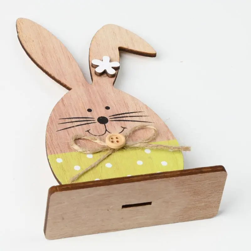 

Easter Decoration Wood Easter Rabbit With Egg Ribbon Stand DIY Ornament For Children Kids Gift Craft