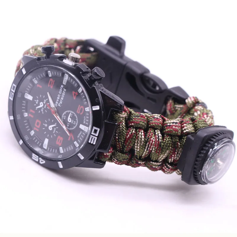 EDC Multi Tools Tactical Camouflage Outdoor survival watch bracelet compass Rescue Rope paracord Camping equipment (6)