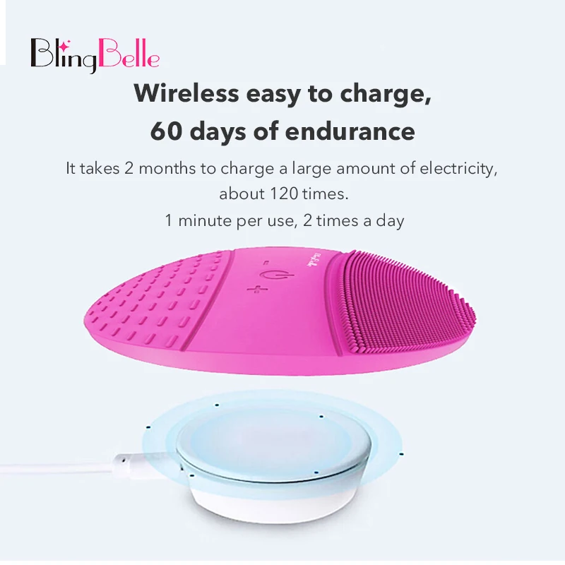 BlingBelle Мягкая силиконовая Очищающая щетка для лица Scrubber 5 зубчатая Беспроводная