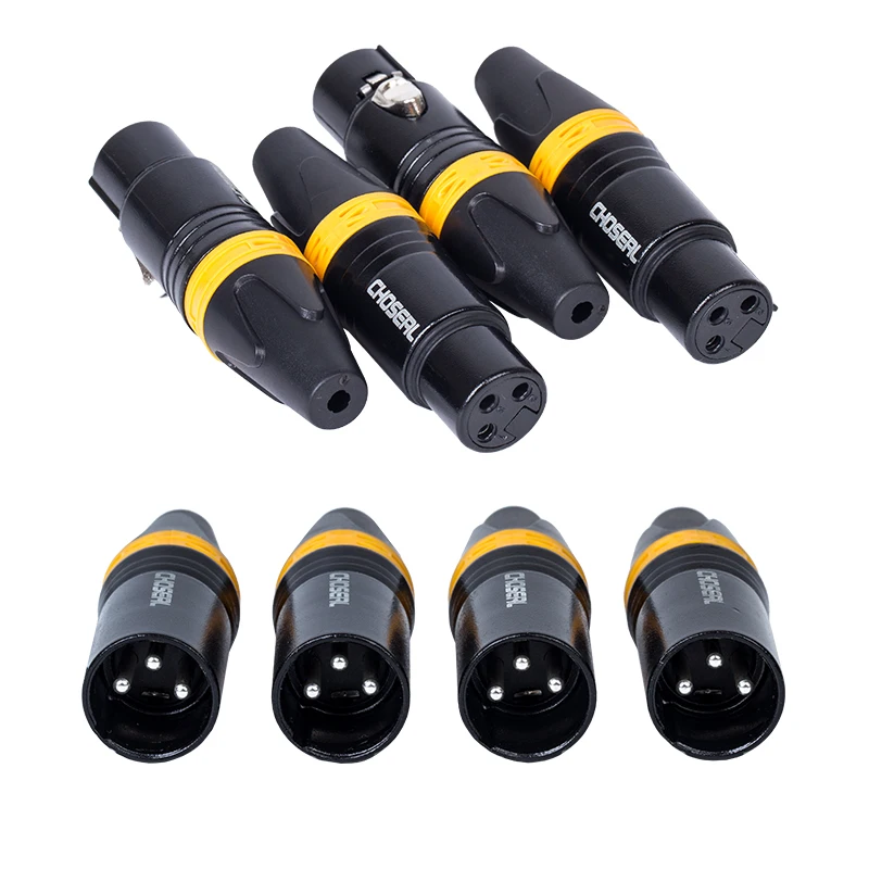 Choseal 4 Pairs8Pcs XLR Adapter 3Pin Male Plug and Female Jack Microphone Audio Cable Connector xlr Male Jack Free Shipping (4)