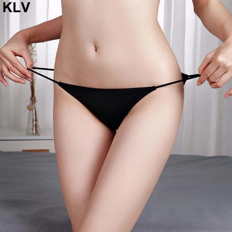 

Womens Seamless Ice Silk Sexy T-Back Underwear Briefs Solid Color Thin Bandage Lingerie G-String Low Rise Bikini Thong Panties