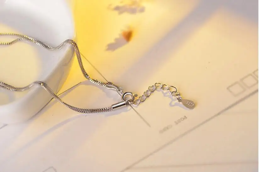 Anenjery 925 пробы Серебряное Двухслойное блестящее CZ циркониевое хрустальное ожерелье с подвеской в виде шара для женщин подарок ожерелье S-N58