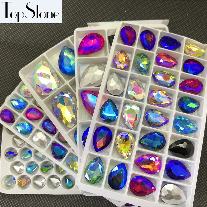 

Mix Colors AB Teardrop Fancy Stones Pointback 6x10,8x13,10x14,13x18,18x25,20x30,30x40mm Droplet Glass Crystals Jewelry Making