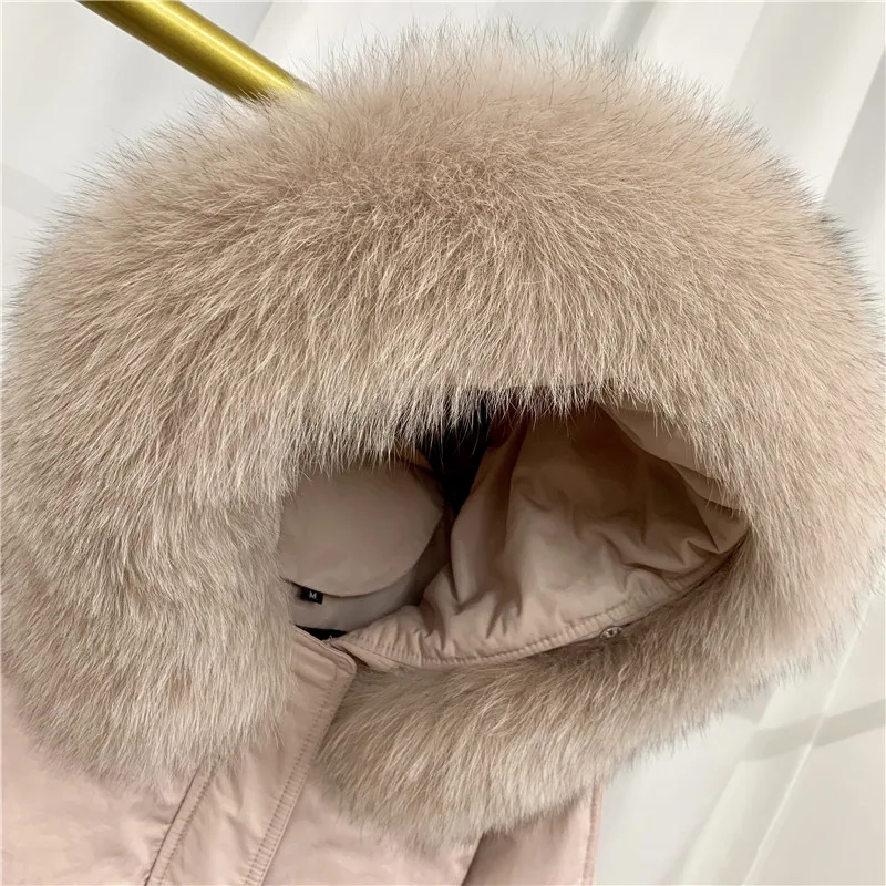  FTLZZ Winter Warm White Duck Down Parkas Women Hooded Large Real Fox Fur Collar Feminino Coat Casua