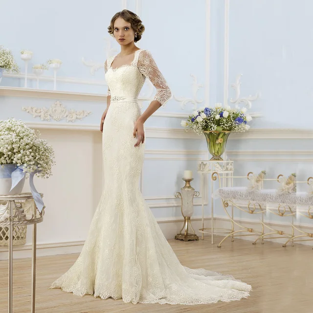 vestidos de novia por encargo de marfil rebordear appliques sirena