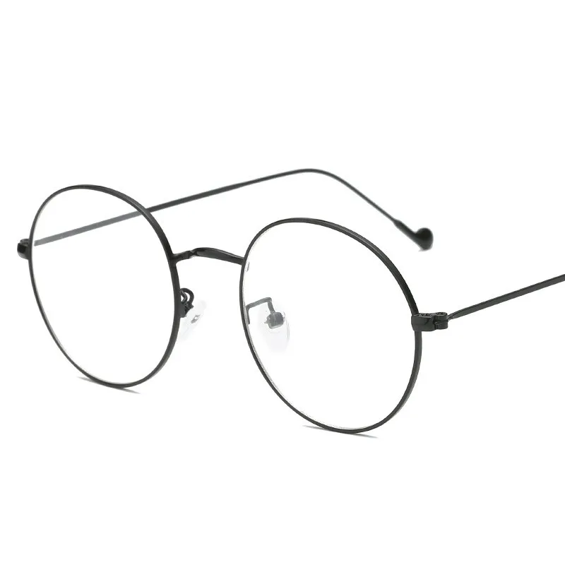 Oulylan, круглые очки для близорукости, женские винтажные очки с металлической оправой, унисекс, Короткие очки для коррекции зрения-1,5-2,0-3,0-3,5-4,0 - Цвет оправы: Black