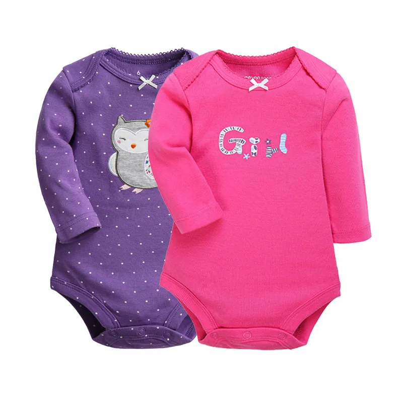 2 шт./лот, стильные боди для маленьких девочек, хлопковая одежда с длинными рукавами для маленьких мальчиков, Ropa/костюм для новорожденных детей 6-24 месяцев - Цвет: as the picture