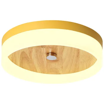

Nordic creative LED Macaron ceiling lights colorful Kids room bedroom soild wood round balcony Porch ceiling mounted lamps