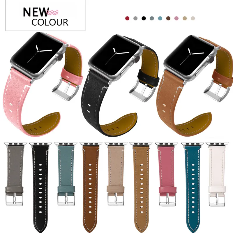 

Blue watch band for Apple watch leather material 38mm/42mm i watch series 3 2 1 for men/women use blue leather watch bands