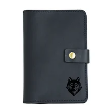 New Engraved Wolf Head Passport wallets Hasp Travel Cover Crazy Horse leather Credit Card Holders Stylish Passport Cover Case