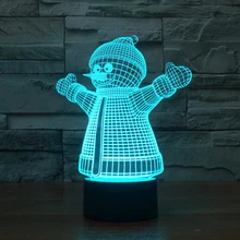 Creative Christmas Gift 3D illusion Lamp Snowman with Coat design LED Night Light for Children Living Room Lights Table Lamp
