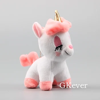 

Anime 10 Pcs/Lo Unicorn Horse Plush Pendant Keychain Pink Color with Squint Eyes Mini Cute Stuffed Dolls 5" 12 cm