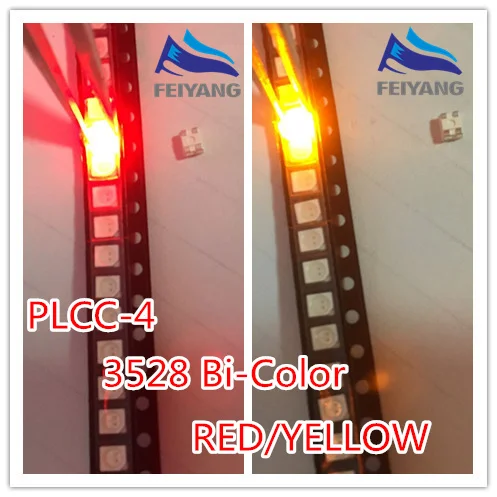 3528 красный и желтый биколор smd led светильник диод 1210 поверхностное крепление чип