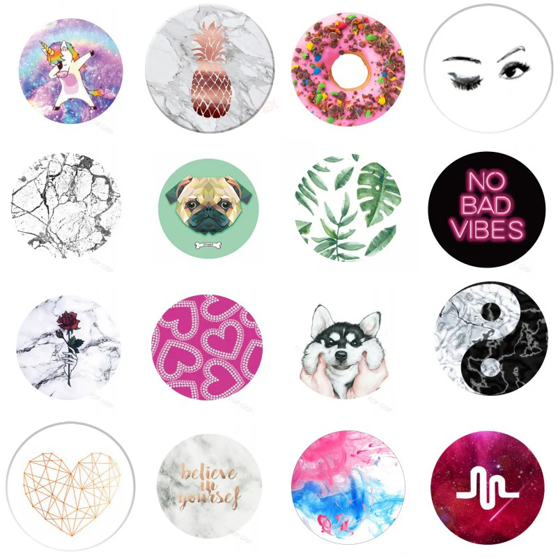 

2019 New Phone Holder Round Structure Unicorn Marble Donut Pattern Beautiful Grip Finger Ring Phone Stretch Stand