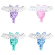 DPOIS, мужские бикини, сексуальные трусы, для геев, мужское нижнее белье, кружевной бант сзади, стринги, блестящие трусики с низкой талией, нижнее белье, трусики-стринги