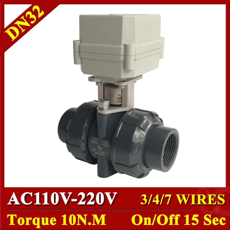 Tsai Fan DN32 Electric Water Control Valve BSP/NPT 1 1/4" AC110 230V 3/4/7 Wires Motorized Ball