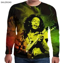Для мужчин 3D футболка уличная Фитнес Camiseta Masculina Боб Марли печати Рок Хип-хоп регги Костюмы черепа Harajuku футболка Топы