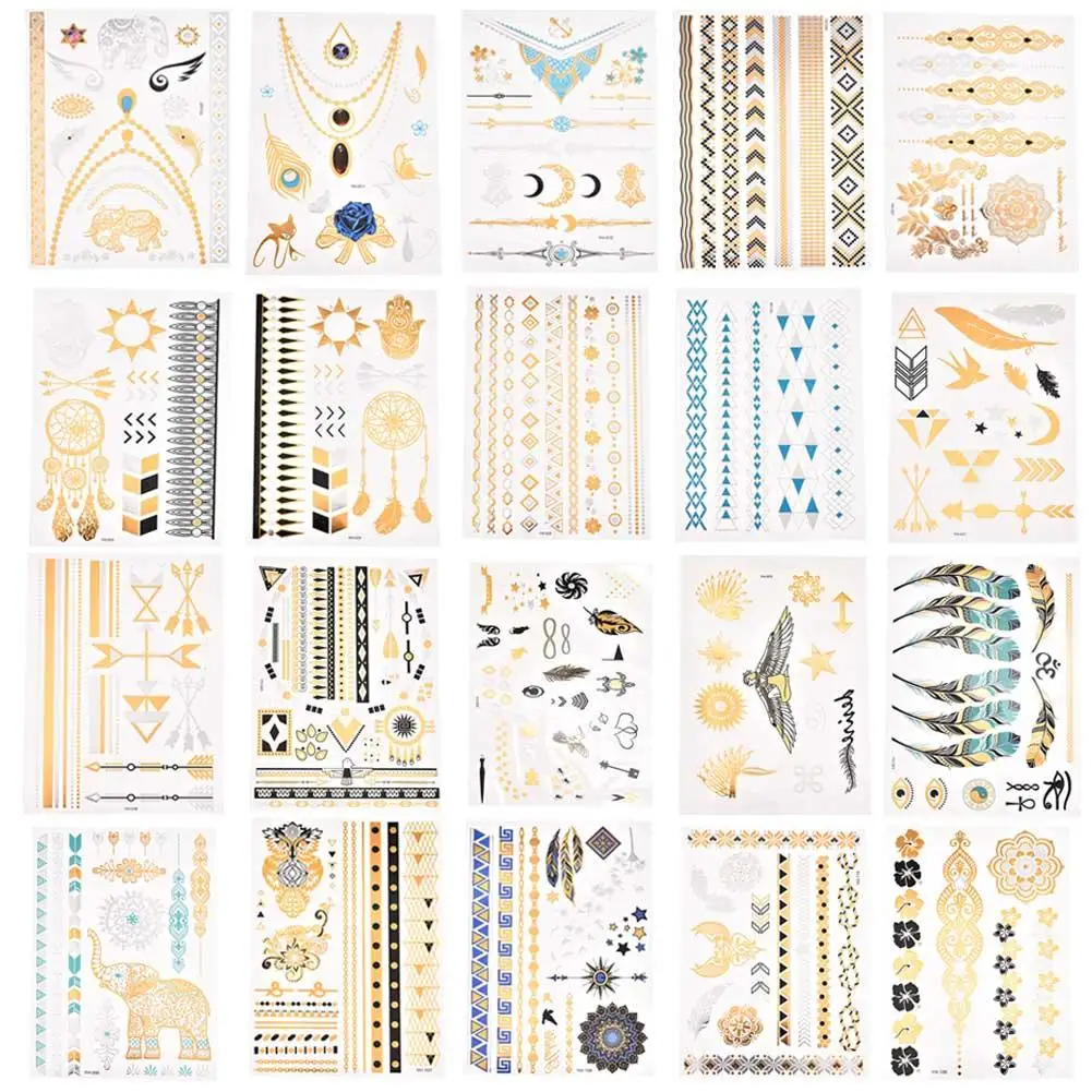 Body Art Sticker Metal Temporary Tattoo Hot Stamping Waterproof Fake &amp Make Up For Women Girl | Красота и здоровье
