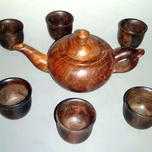 Высокое качество натурального дерева Loas Siam Китай чайник с 6 шт. чашки ценное украшение и коллекции подарок