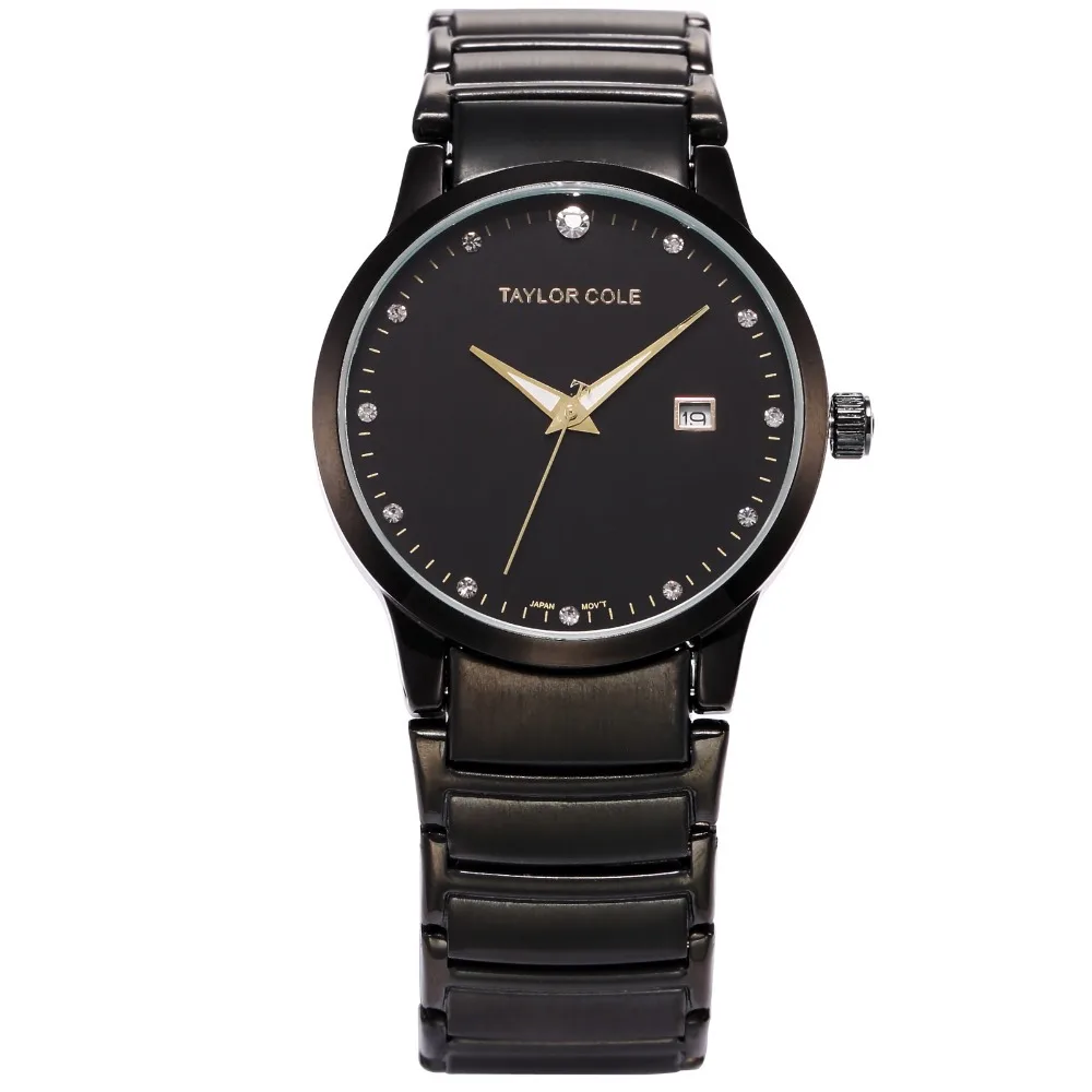 Luxury Brand Taylor Cole Black Stainless Steel Band Date Relogio Feminino Montres Femme Echo Lady Women