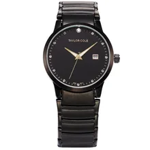De luxe Marque Taylor Cole Noir Inoxydable Steel Band Date Relogio Feminino Femmes Montres De Mode Echo Lady Robe Montres/TC022