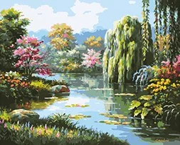 MaHuaf-W549 lakeside растение DIY масляная краска по номерам Настенная картина домашний