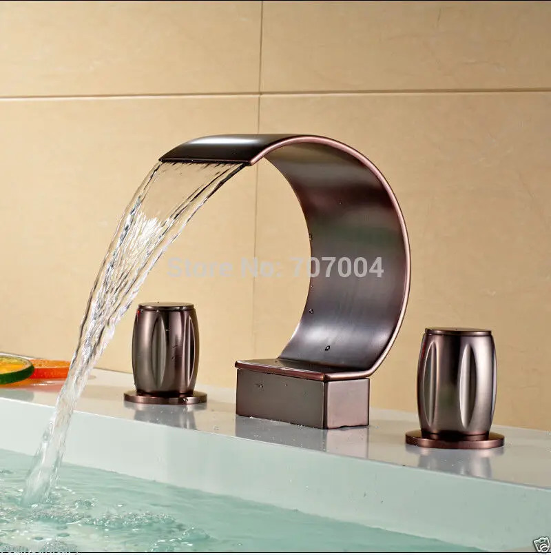 Luxury Waterfall Bathroom Vessel Sink Basin Faucet Oil Rubbed Bronze Basin Mixer Tap