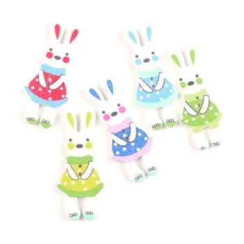 

50pcs Mixed 45x19mm Wooden Rabbit Buttons For Clothing Needlework Scrapbooking Wood Botones Decorative Crafts Diy Accessories