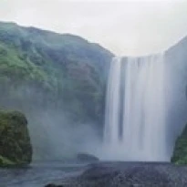 Panoramic View Of A Waterfall  Skogafoss Waterfall  Skogar  Iceland Poster Print (15 x 6)