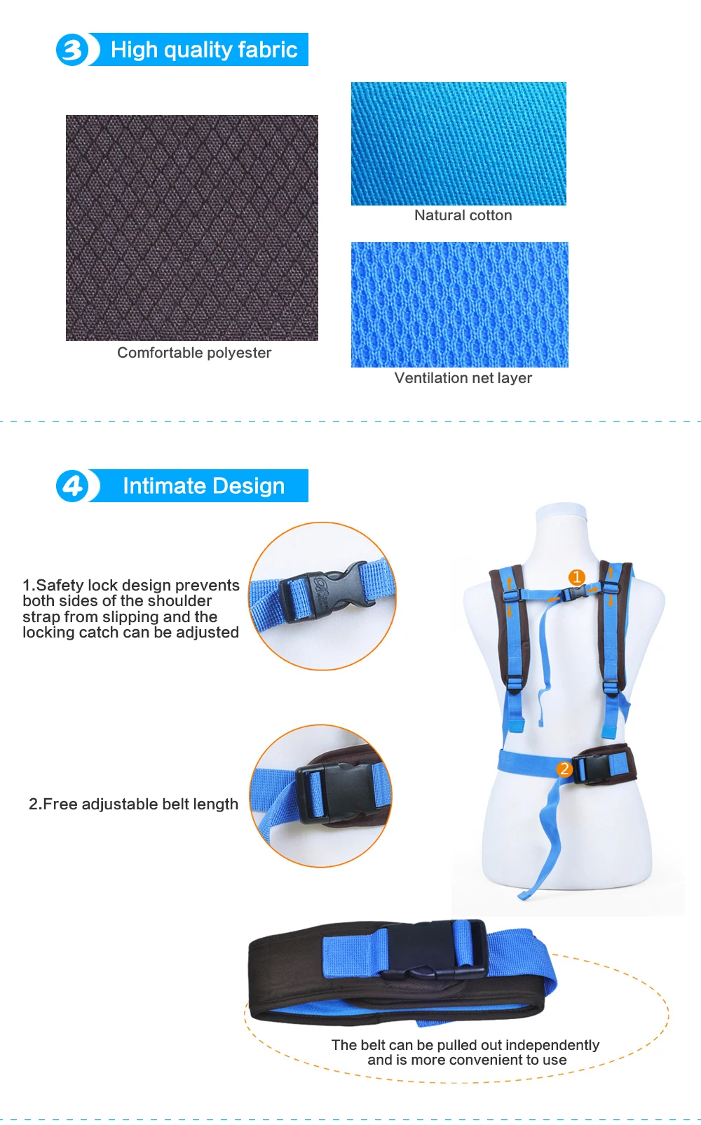 _07New Beth Bear 0-30 Months Breathable Front Facing Baby Carrier 4 in 1 Infant Comfortable Sling Backpack Pouch Wrap Baby Kangaroo