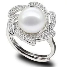Snh aaa botón de 10-11mm 100% natural de agua dulce verdadera perla anillo de plata de ley 925 anillo genuine pearl cultivadas envío gratis
