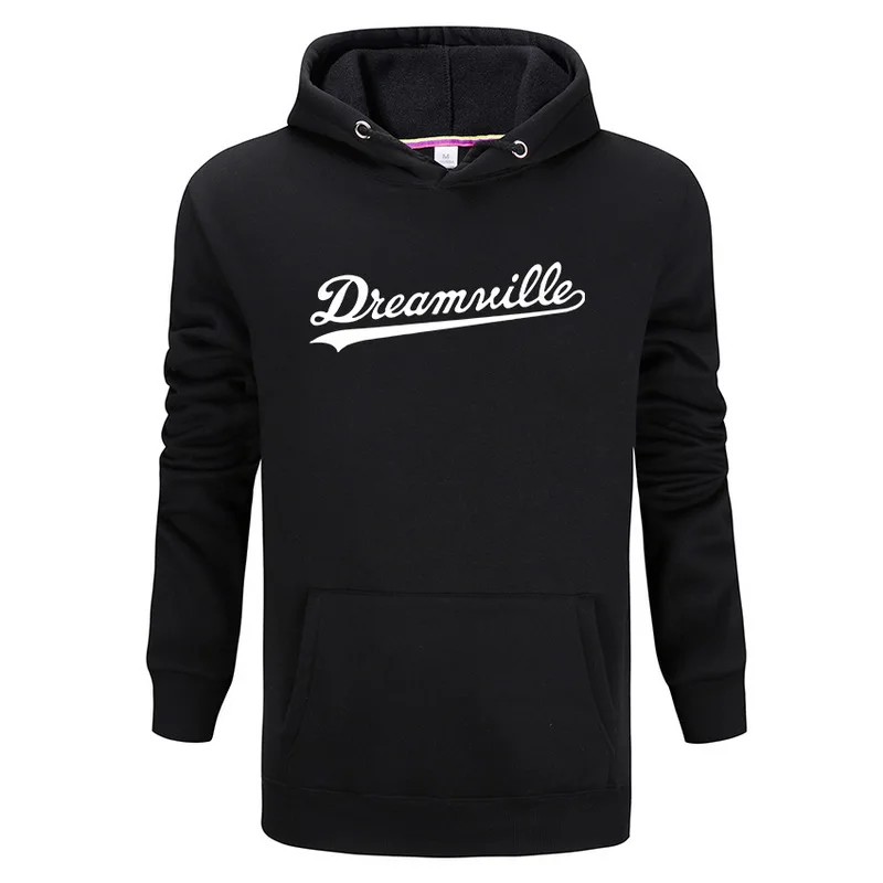 Дешево 2018 новые толстовки мужские хип хоп DREAMVILLE J Cole логотип с капюшоном Swag письмо флис JCole Толстовка Зимние толстовки мужские пуловеры