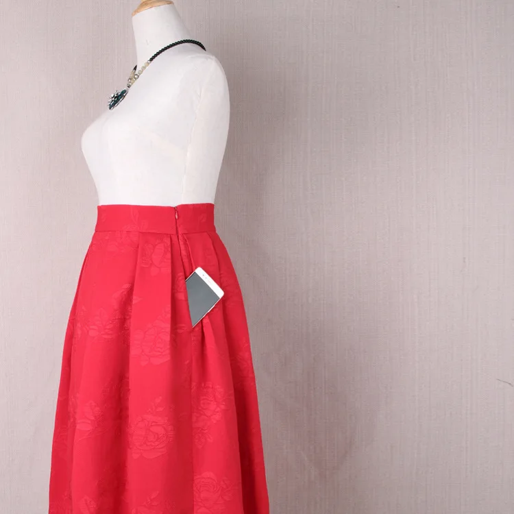 ORMELL юбка миди женская элегантная винтажная юбка с высокой талией женская черная красная Розовая белая Saias Femininas официальная Jupe Femme