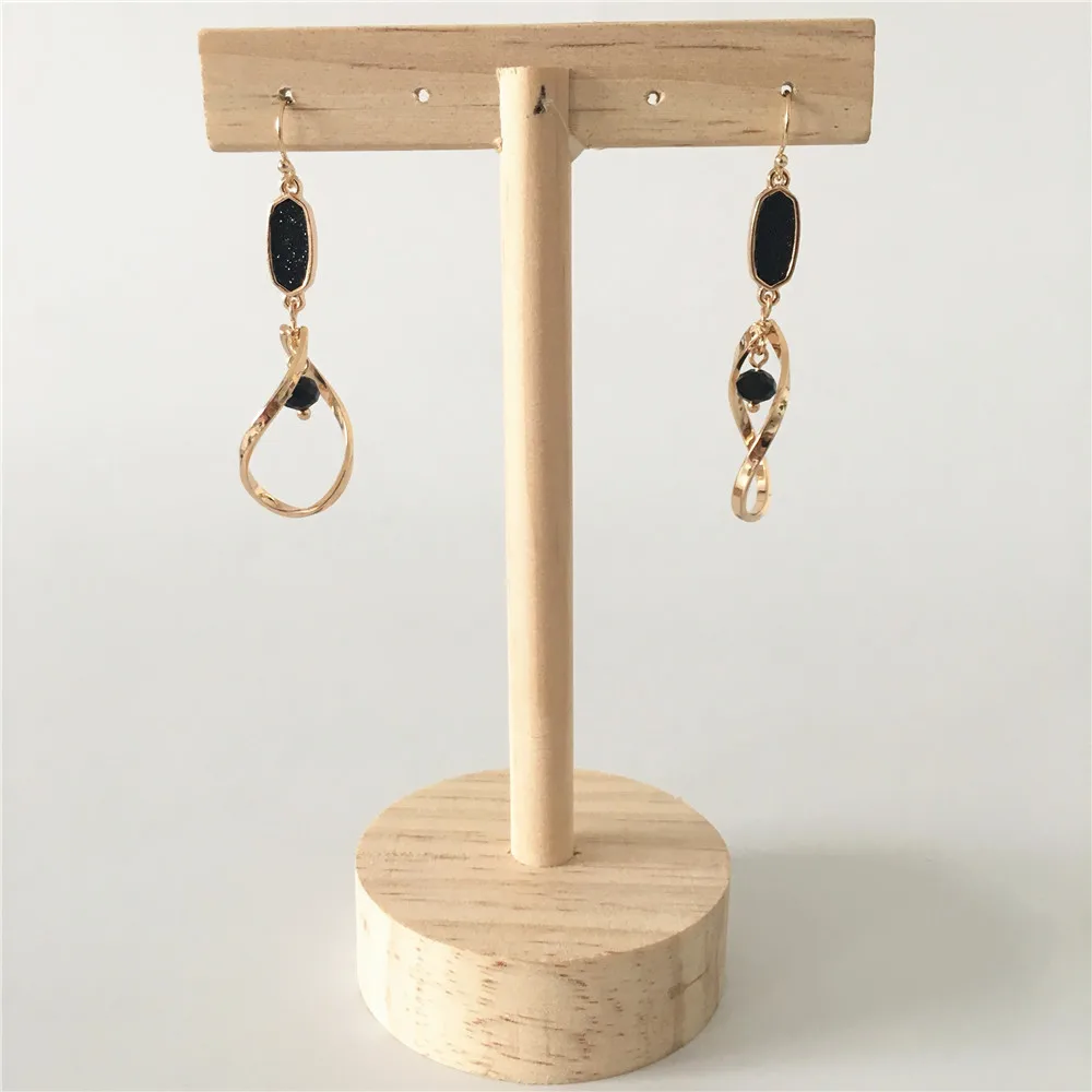 

Classic gold color plating red or black bead with glitter drop women earring