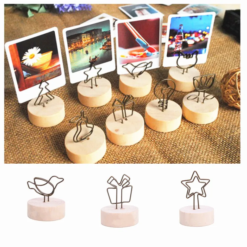 

Creative Round Wooden Iron Photo Clip Memo Name Card Pendant Furnishing Articles Picture Frame home decoration accessories