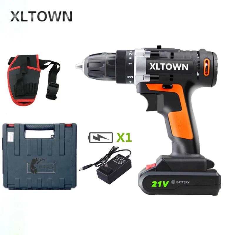 

XLTOWN New 21v Cordless Electric Drill with a box Rechargeable Lithium Battery Dual Speed Multifunction Electric Screwdriver