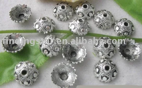 

FREE SHIPPING 300pcs Tibetan Silver Color ornate bead caps 10x4mm A1889