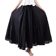 Юбки г. Новые брендовые летние Для женщин льняные плиссированные однотонные Макси длинное пляжное Boho Винтаж Повседневная юбка