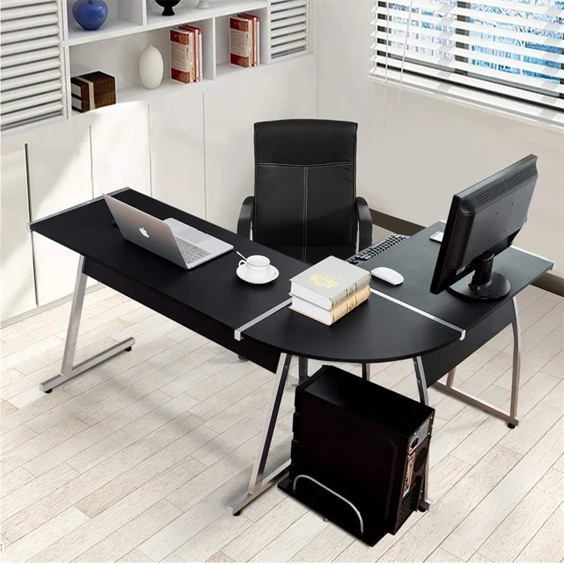 Us 118 93 45 Off Large L Shaped Wood Pc Desk Computer Modern High Quality Black Table With Slide Out Keyboard Drawer Hw55413 Laptop Wide Desktop Space Saving You Will Have Plenty Of Surface For Writing Computer Work And Other Home Office Activities