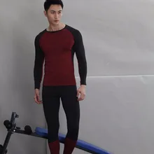 Высокое качество горячие комплекты термобелья Мужские дышащие эластичные пот быстрое потоотводящее термобелье Теплая одежда
