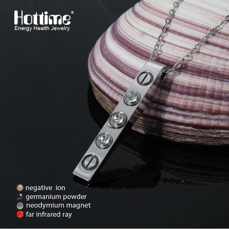 

Magnetic Therapy Fashion Necklaces Energy Pendant 316L Stainless Steel Necklaces & Pendants With Austria Zircon Crystal Jewelry