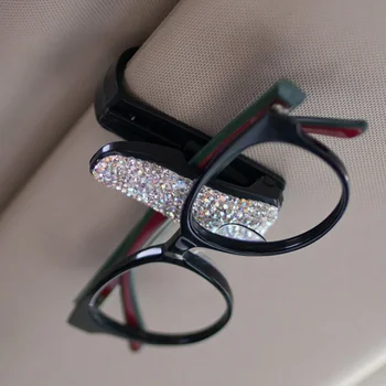 

Auto Fastener Clip Rhinestone Diamond Car Sun Visor Glasses Sunglasses folder Ticket Receipt Card Clip OX