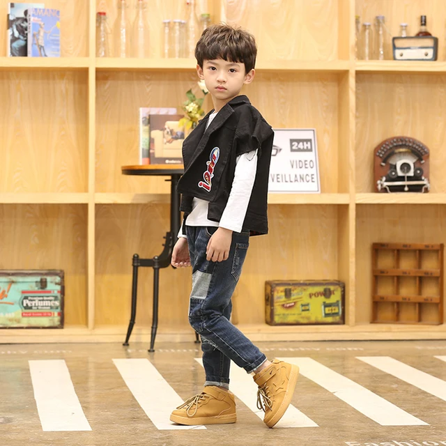 HE Hello Enjoy Boys Pants Trousers Children Jeans Boys Kids Spring Autumn 2018 Teenage Boys Jeans denim Patchwork Skinny 12 year 4